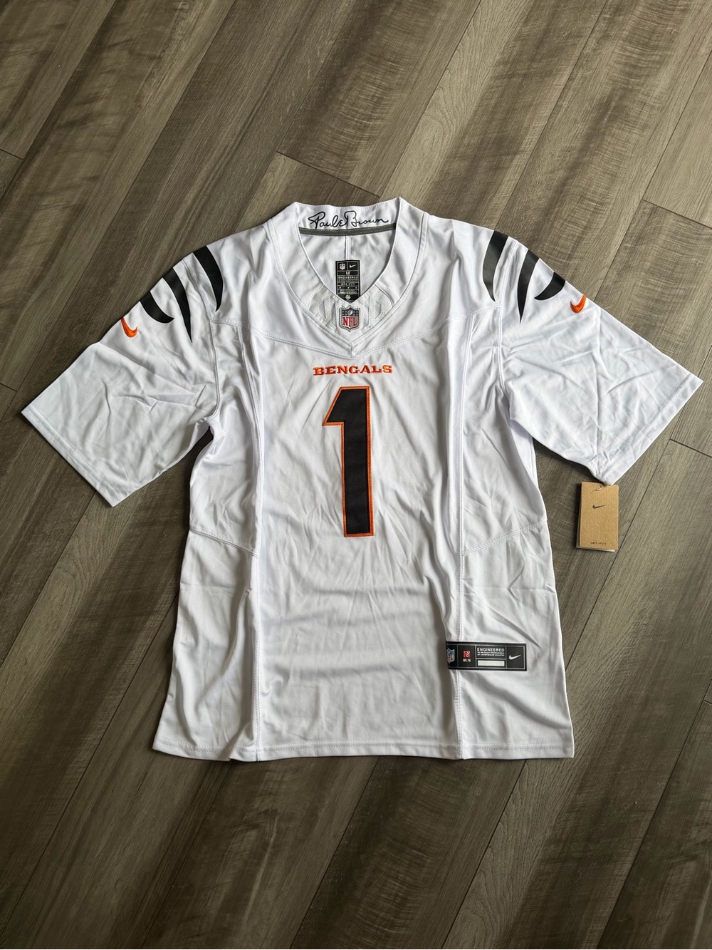 NWT Nike White Bengals #1 Ja’Marr Chase Football Jersey NFL Black and Orange
